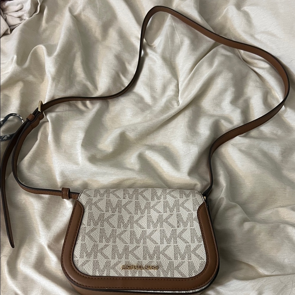 Michael Kors Tan and Cream Crossbody Bag